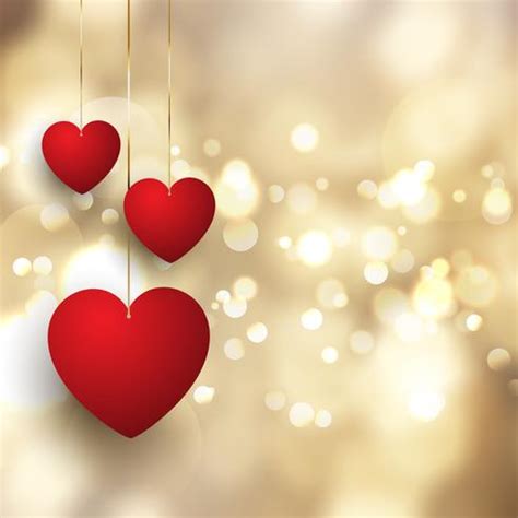 Valentine's Day background with hanging hearts on bokeh lights design ...