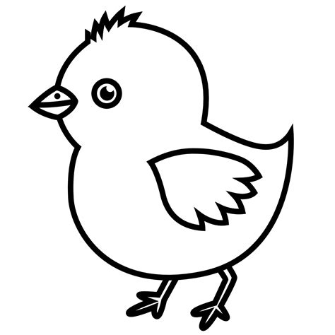 black and white outline of a small chicken. hatched chicken chick ...