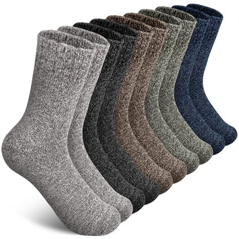 5 Pairs Wool Socks Mens,Thick Warm Winter Socks,Soft Wool Hiking Socks ...