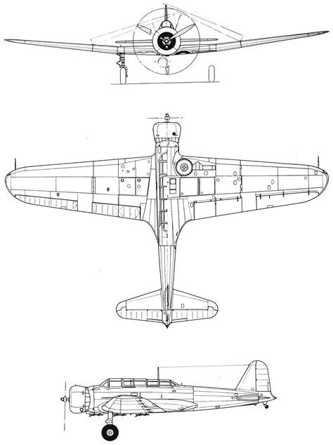 Nakajima B5N Blueprint - Download free blueprint for 3D modeling