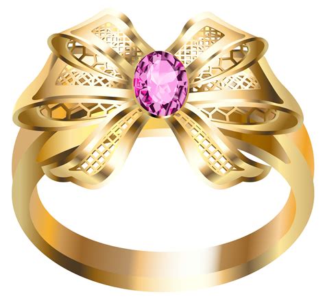 Gold Ring with Pink Diamond and Bow PNG Clipart | Gallery Yopriceville ...