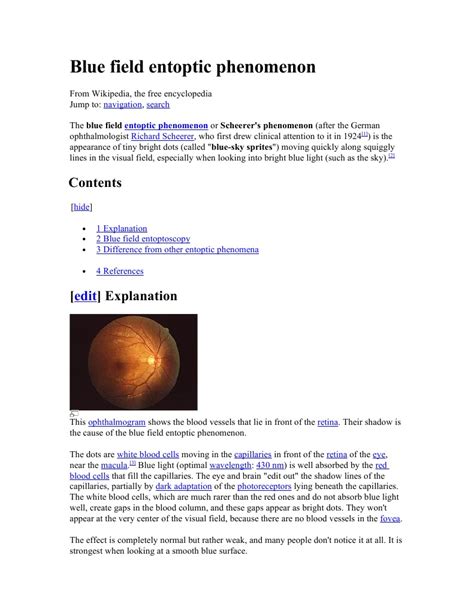 Blue Field Entoptic Phenomenon | Visual System | Facial Features