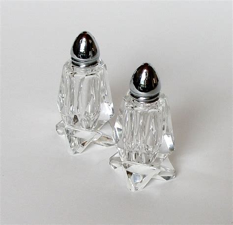 Vintage Salt & Pepper Shakers. Cut Lead Crystal. Modern.