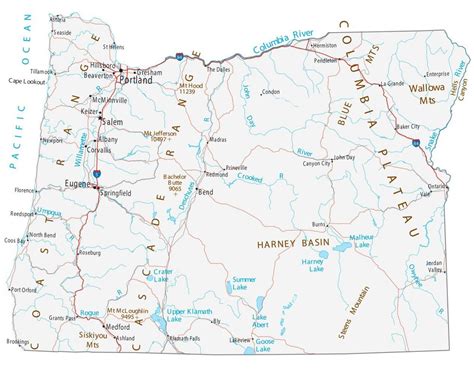 Oregon Lakes and Rivers Map - GIS Geography