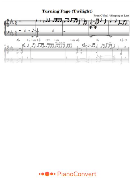 Turning Page (Twilight) - Easy Piano Sheet Music in PDF - La Touche ...