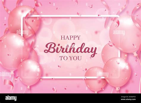 happy birthday background with pink balloons vector design illustration ...