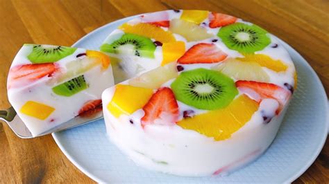 Fruit Coconut Agar Agar Jelly Cake | No Gelatin | Fruit Milk Agar Agar ...