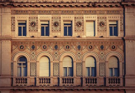 Vintage Historical Building Facade with Antique Decorations. Stock ...