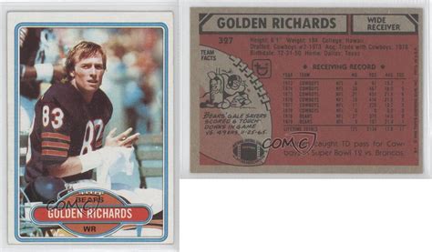 1980 Topps #327 Golden Richards Chicago Bears Football Card | eBay