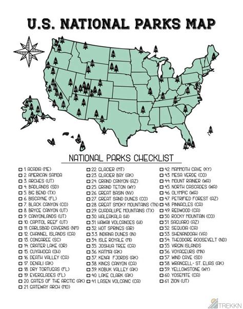 Your Printable U.S. National Parks Map with All 63 Parks (2023) | Us ...