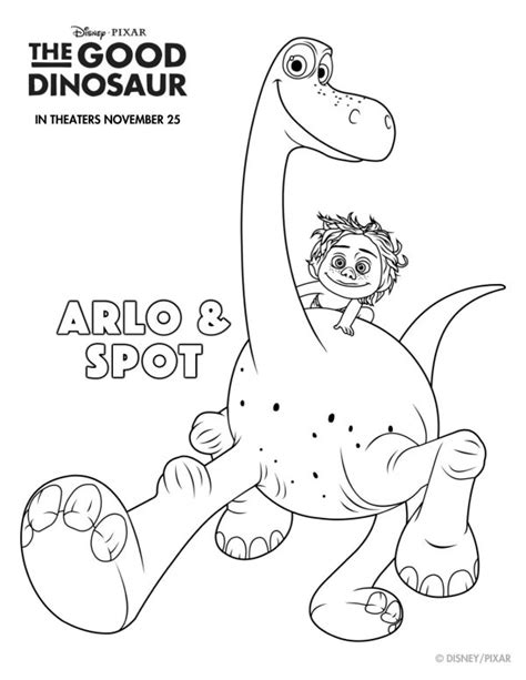 Free Printable Disney The Good Dinosaur Arlo & Spot Coloring Page ...