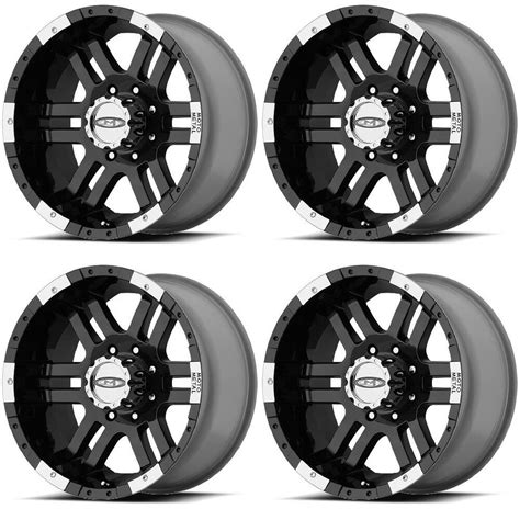 Set 4 16" Moto Metal MO951 Black Machined Wheels 16x8 8x6.5 0mm GMC ...