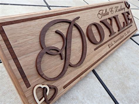 Personalized Custom Wood Sign Family Name 3D Wedding Gift 5th ...