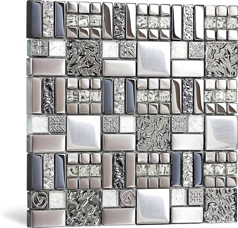 Glossy Stone Mix Glass Mosaic Tile Gray And Aqua Kitchen, 45% OFF