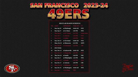 2023-2024 San Francisco 49ers Wallpaper Schedule