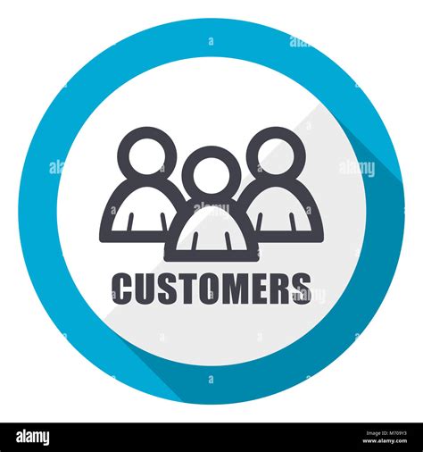 Customers blue flat design web icon Stock Photo - Alamy