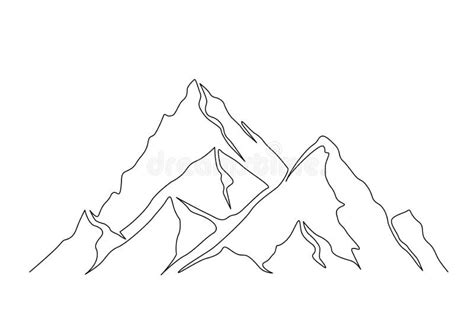 Continuous One Line Drawing of Mountain Landscape. Simple Line Mountain ...