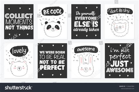 Vector Set Cute Postcards Funny Animals Stock Vector (Royalty Free ...