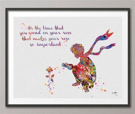 The Little Prince and Rose Quote Le Petit Prince inspiration Watercolor ...