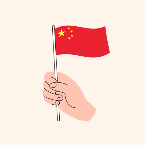 Cartoon Hand Holding Chinese Flag,The Flag of China, Concept ...