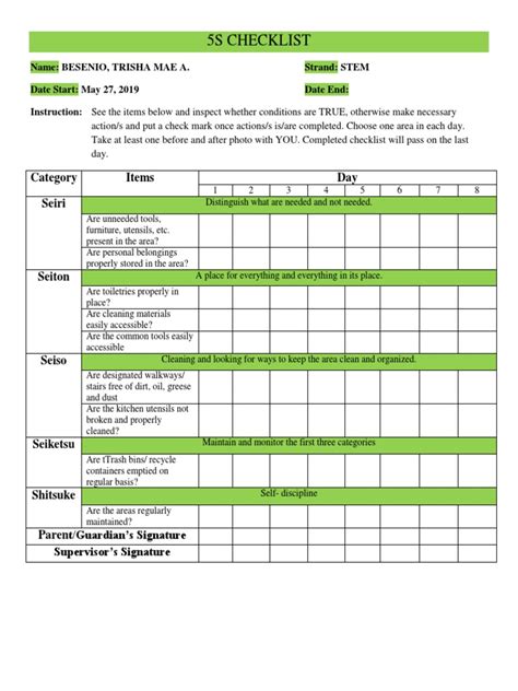 5s Checklist | PDF