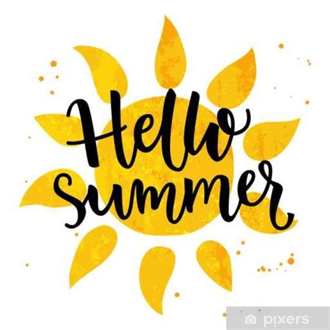 Wall Mural Hello summer banner. Typography poster with sun and ...