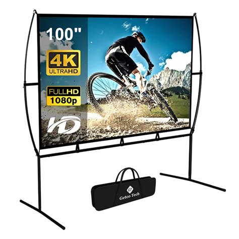 Projector Screen with Stand Foldable Portable Movie Screen 100 Inch?16 ...