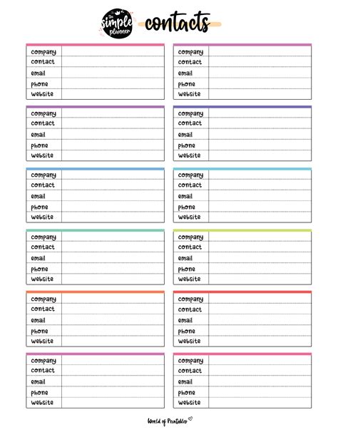 Contact List Templates - 12 Of The Best Styles - World of Printables