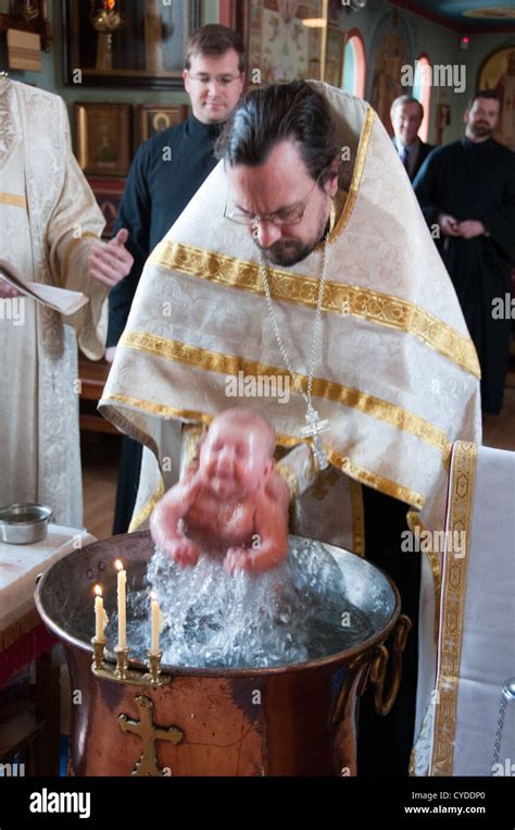 Baptism of a baby in a Russian orthodox Church Stock Photo - Alamy