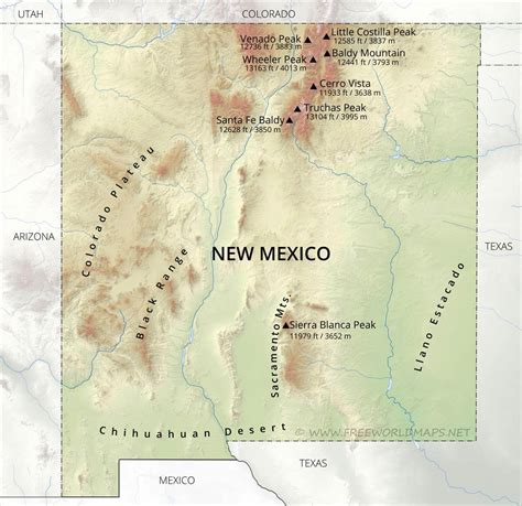 Rocky Mountains New Mexico Map – Map Vector