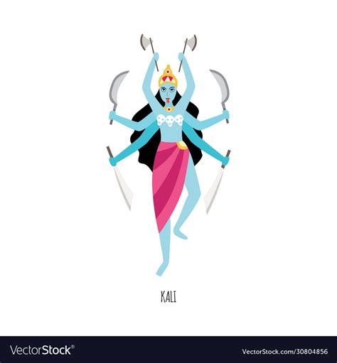 Cartoon kali - hindu goddess with six arms Vector Image