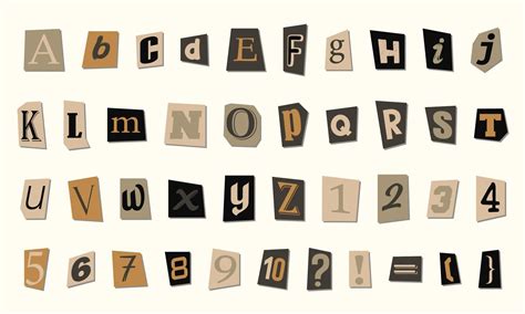 Collection of vintage style Paper Letters. Alphabet letters. Vector ...