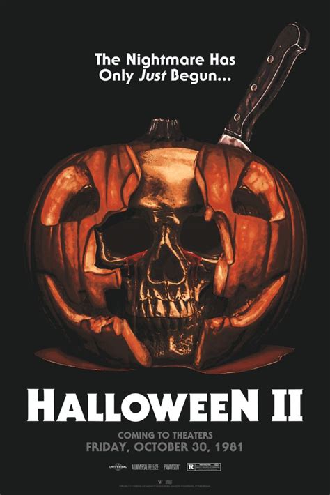 the poster for halloween ii, which features a skull and a knife in its ...