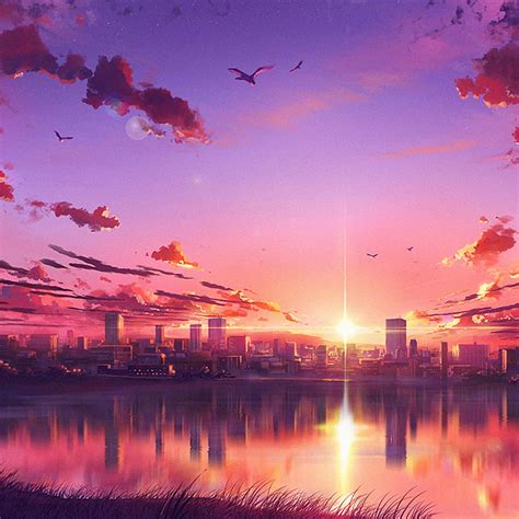 Anime Sunset Scene iPad Pro Retina Display , , Background, and, Anime ...