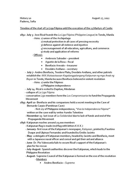 Timeline of The Philippine Revolution FR | PDF | Decolonisation ...