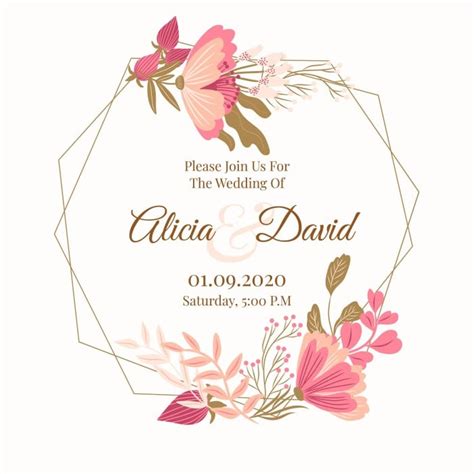 Free Illustrated Floral Wedding Invitation Card template