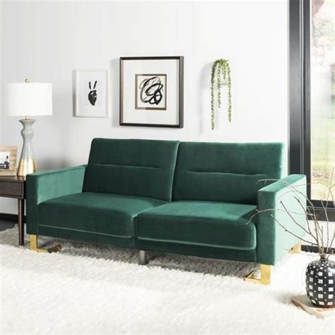 Safavieh Tribeca Emerald Green/Brass Polyester Sofa Bed in the Futons ...