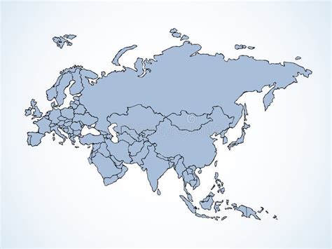 Eurasia. Continent with the Contours of the Countries. Vector Drawing ...