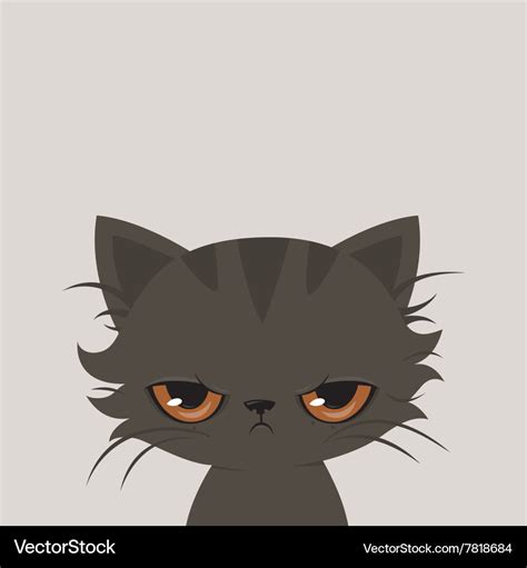 Angry cat cartoon Cute grumpy cat Royalty Free Vector Image