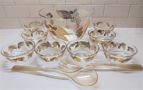 Large Glass Serving Salad Bowl Set With 8 Bowls and Serving - Etsy