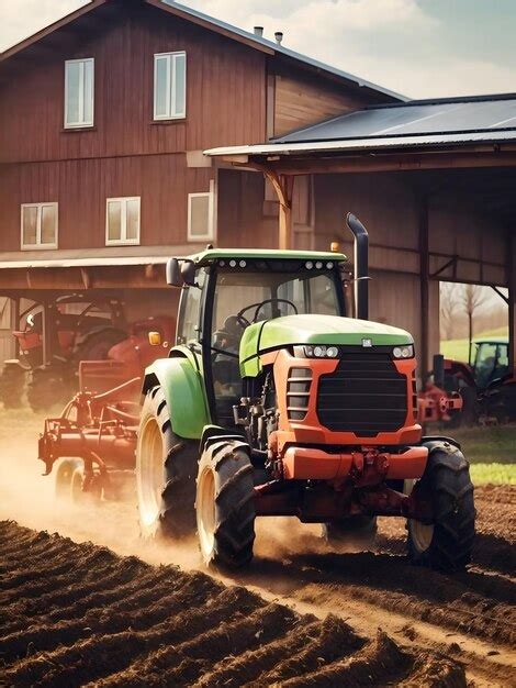 Premium AI Image | Tractor working on the farm a modern agricultural ...