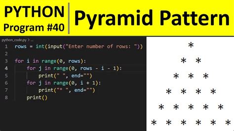 Python Program #40 - Pyramid Star Pattern in Python - YouTube