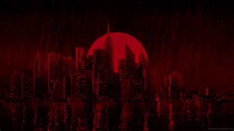 Red Night Rainy City Live Wallpaper - MoeWalls