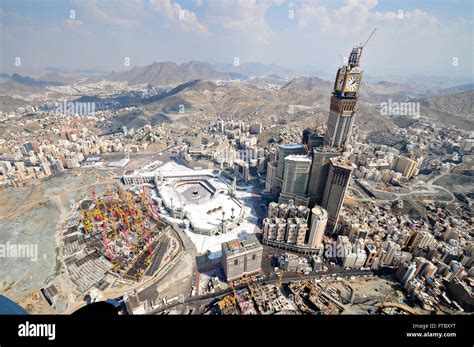 Aerial view of the Holy Kaaba in the Al-Masjid al Haram with the ...