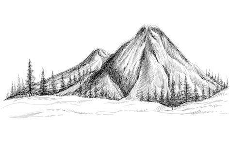 Free Vector | Beautiful hand draw landscape with mountain sketch design