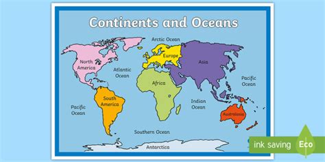 Map Of 7 Continents And 5 Oceans - Map Of New Hampshire