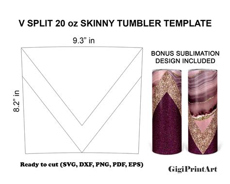 V Split Tumbler Template SVG 20oz Skinny DXF By MockupStation ...