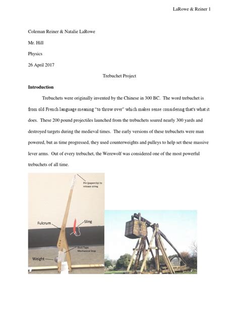 physics trebuchet project | Projectiles | Potential Energy