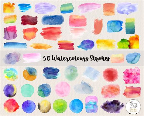 50 Watercolor Strokes Watercolor Clipart Paint Strokes - Etsy