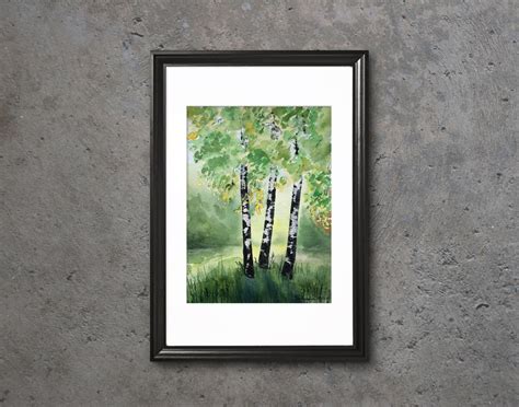 Birch Grove Art Birch Tree Painting Birches Original | Etsy